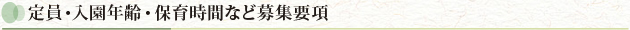 定員・入園年齢・保育時間など募集要項